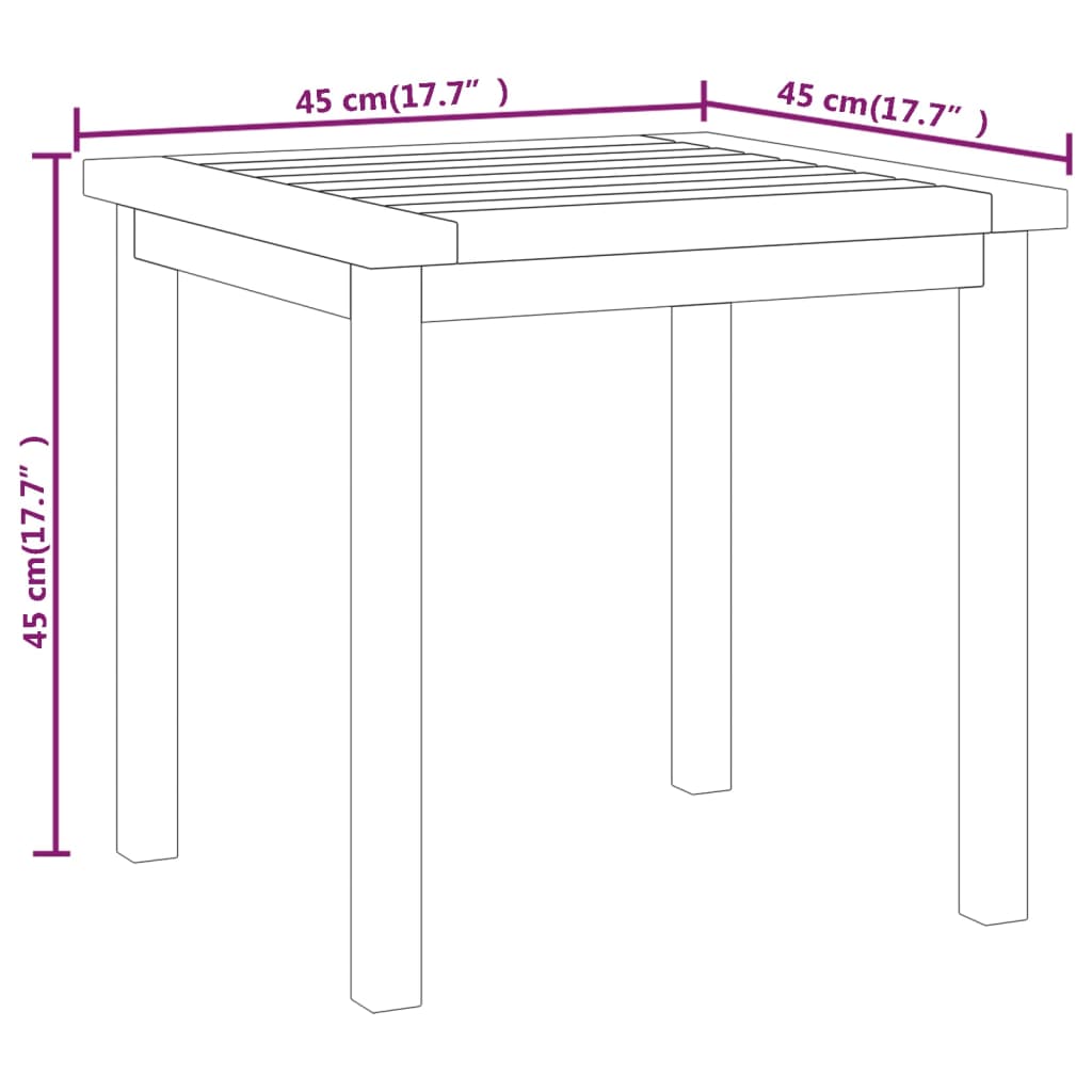 vidaXL Mesa de apoio 45x45x45 cm madeira de teca maciça