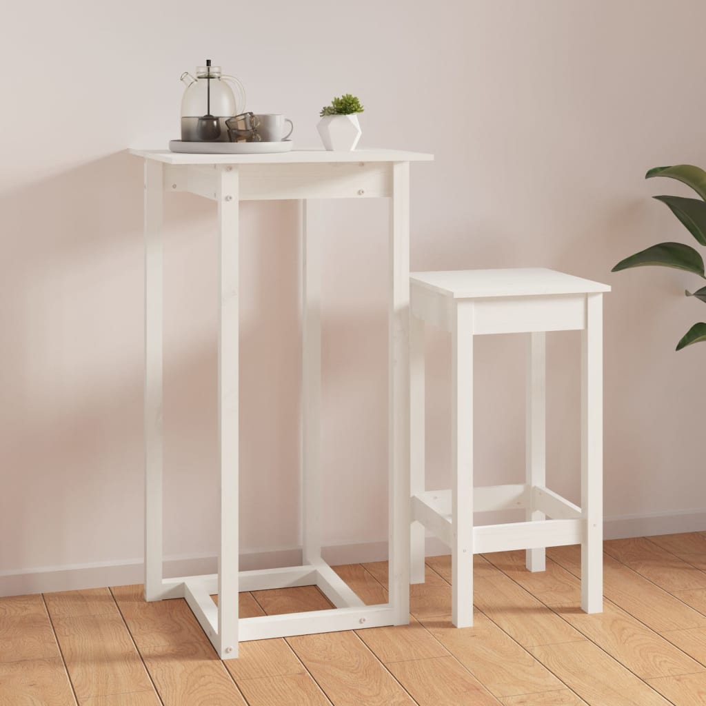 vidaXL Mesa de bar 60x60x110 cm pinho maciço branco