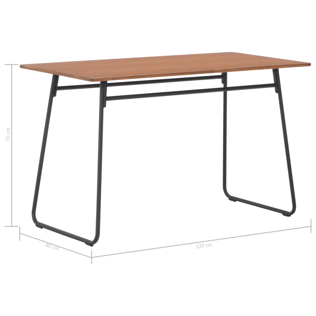 vidaXL Mesa de jantar 120x60x73 cm contraplacado maciço e aço