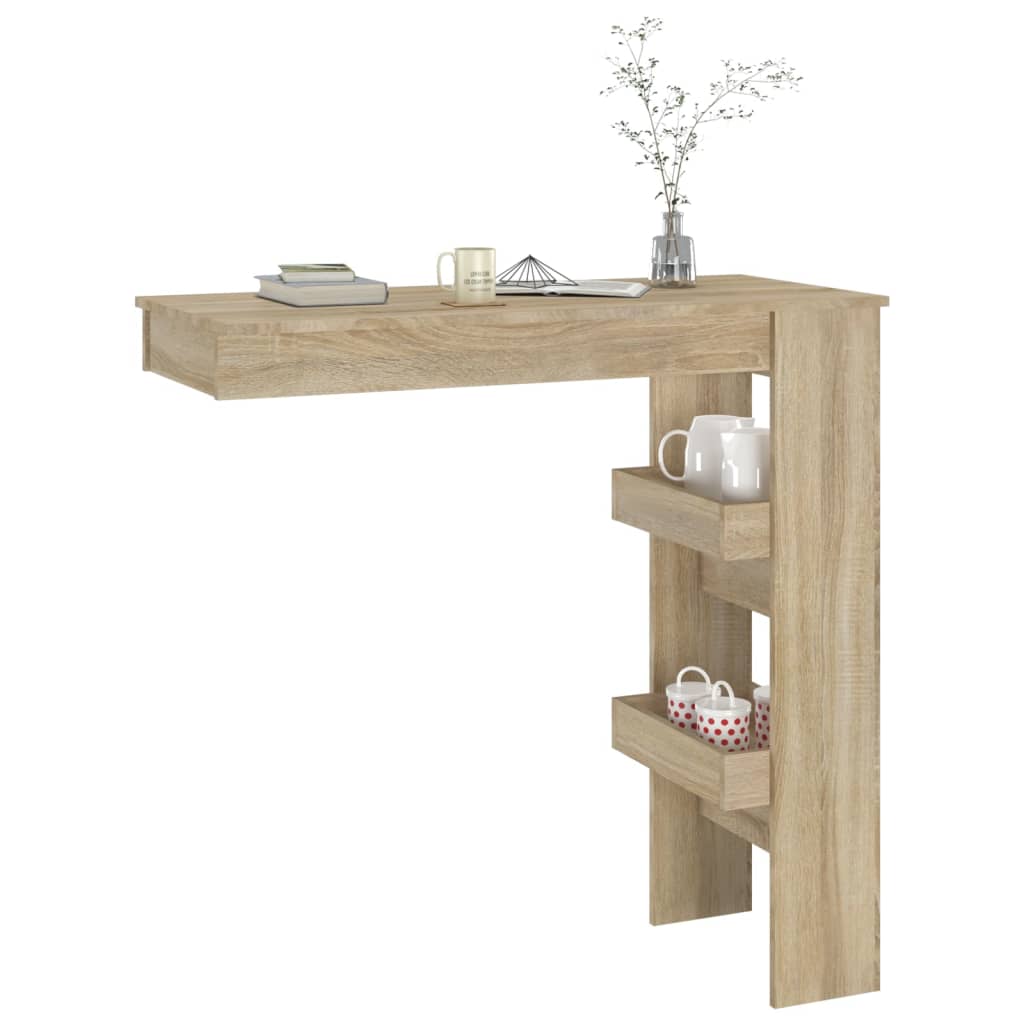 vidaXL Mesa de bar p/ parede 102x45x103,5cm derivados madeira carvalho