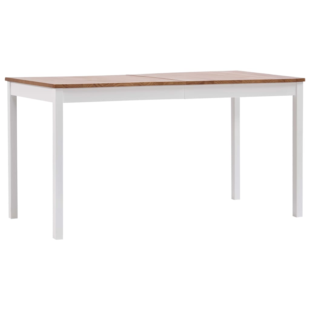 vidaXL Mesa de jantar 140x70x73 cm madeira de pinho branco e castanho