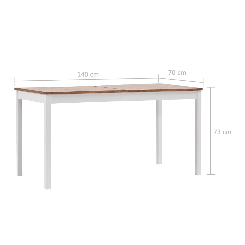 vidaXL Mesa de jantar 140x70x73 cm madeira de pinho branco e castanho