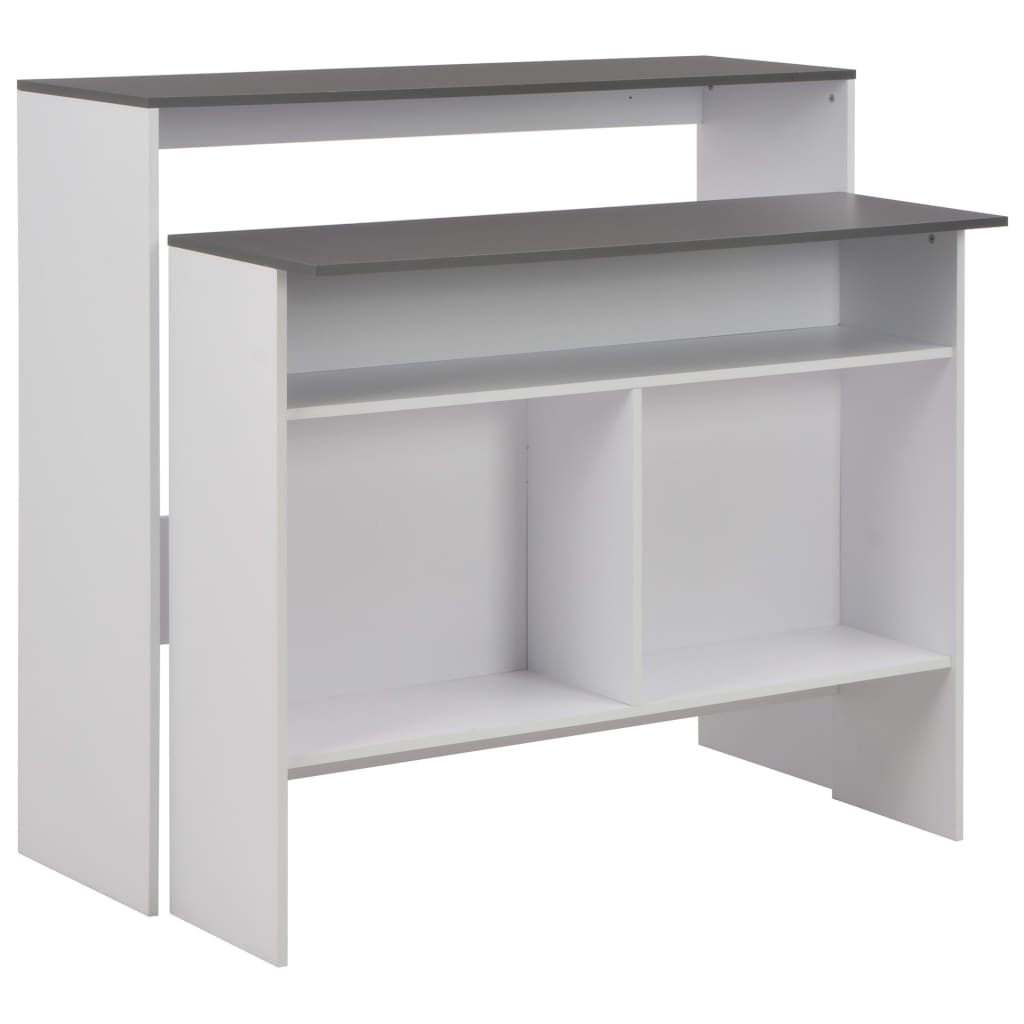 vidaXL Mesa de bar com 2 tampos 130x40x120 cm branco e cinzento