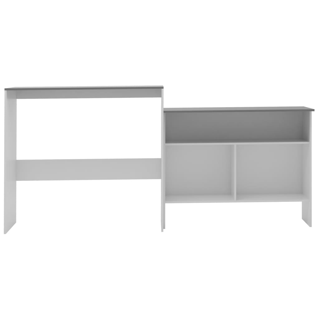 vidaXL Mesa de bar com 2 tampos 130x40x120 cm branco e cinzento