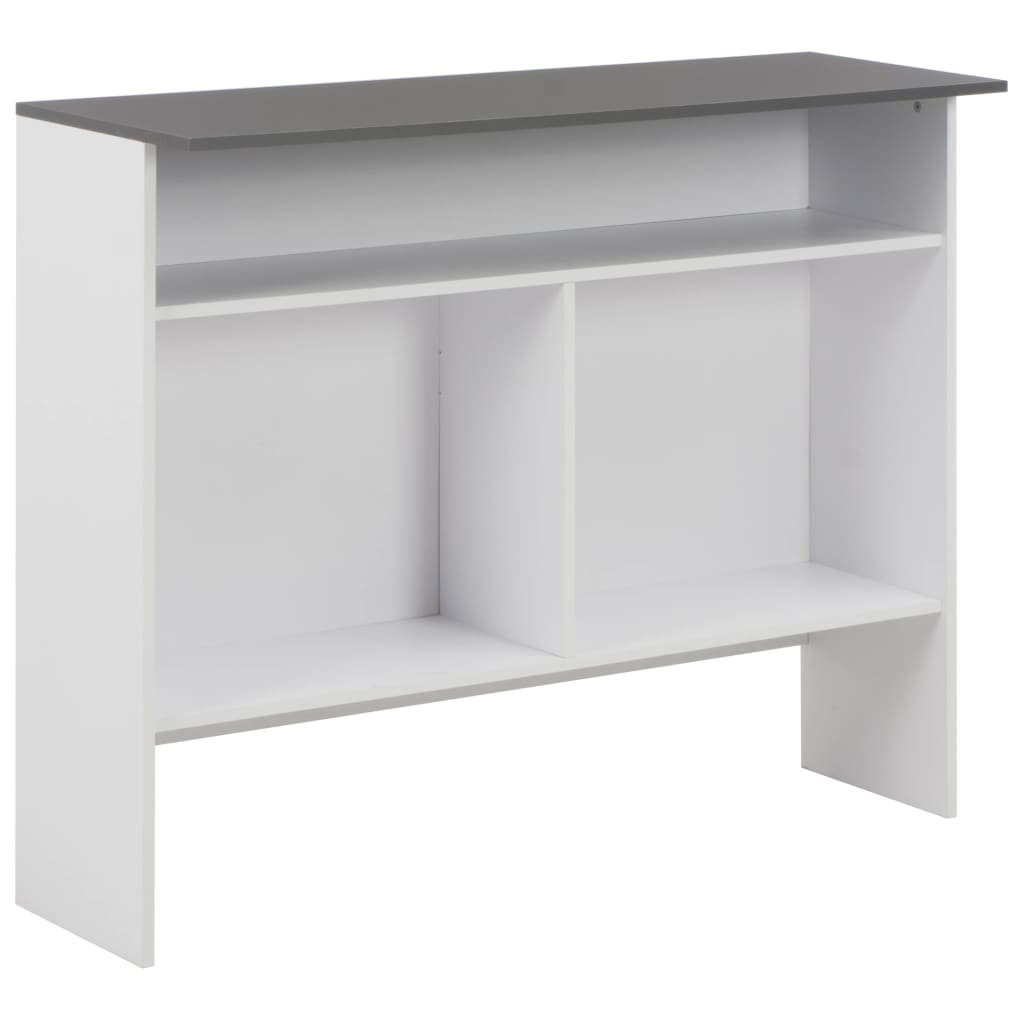 vidaXL Mesa de bar com 2 tampos 130x40x120 cm branco e cinzento