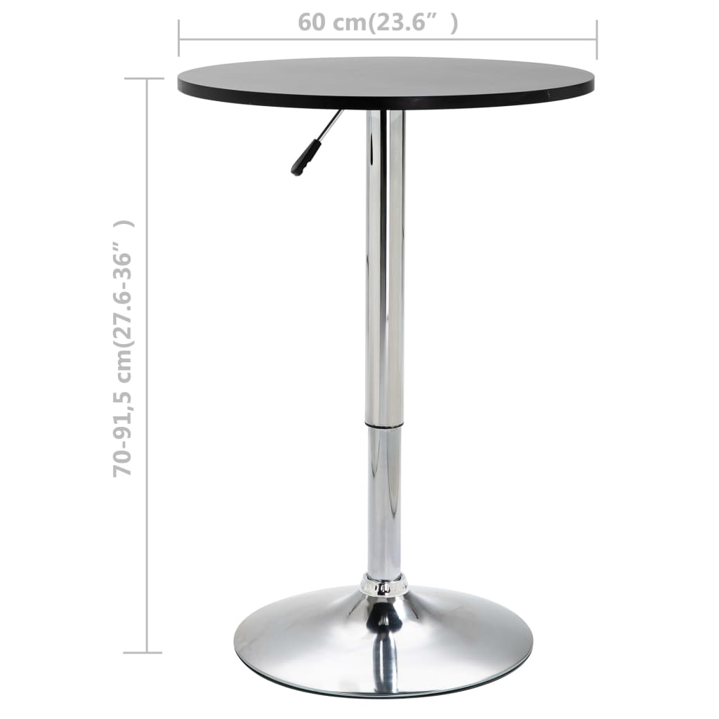 vidaXL Mesa de bar Ø60 cm MDF preto