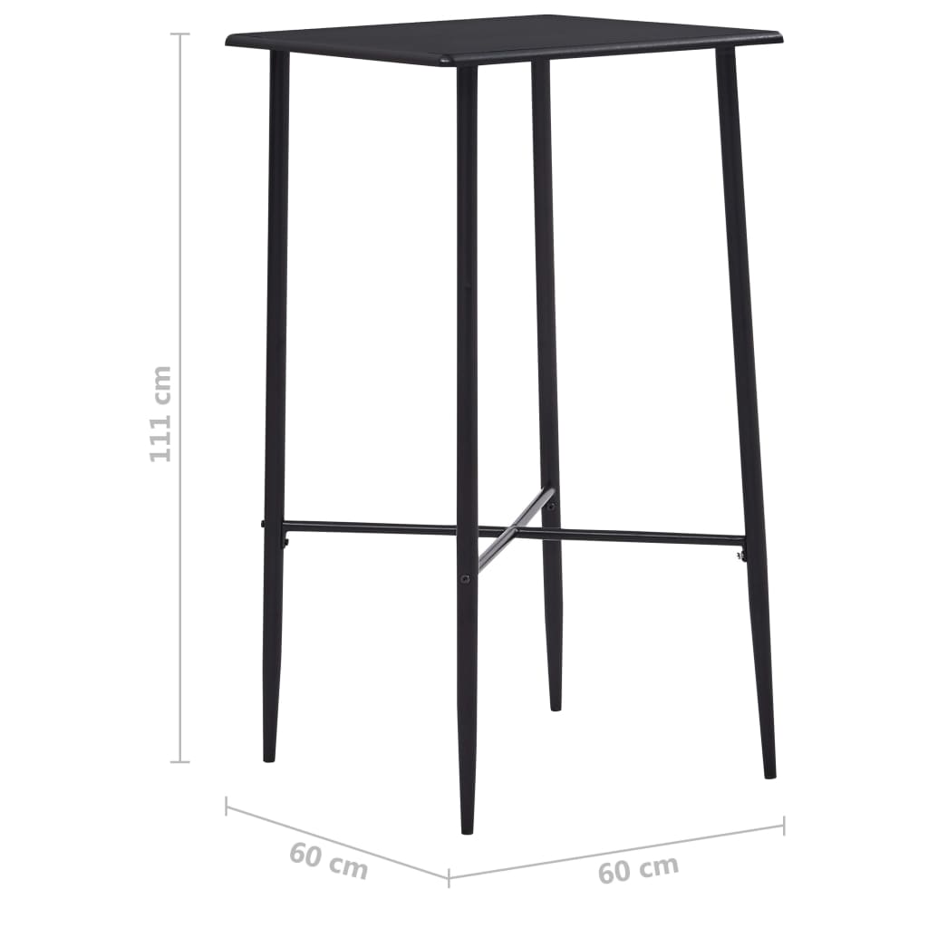 vidaXL Mesa de bar 60x60x111 cm MDF preto