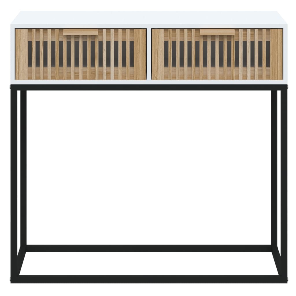 vidaXL Mesa consola 80x30x75 cm derivados de madeira e ferro branco