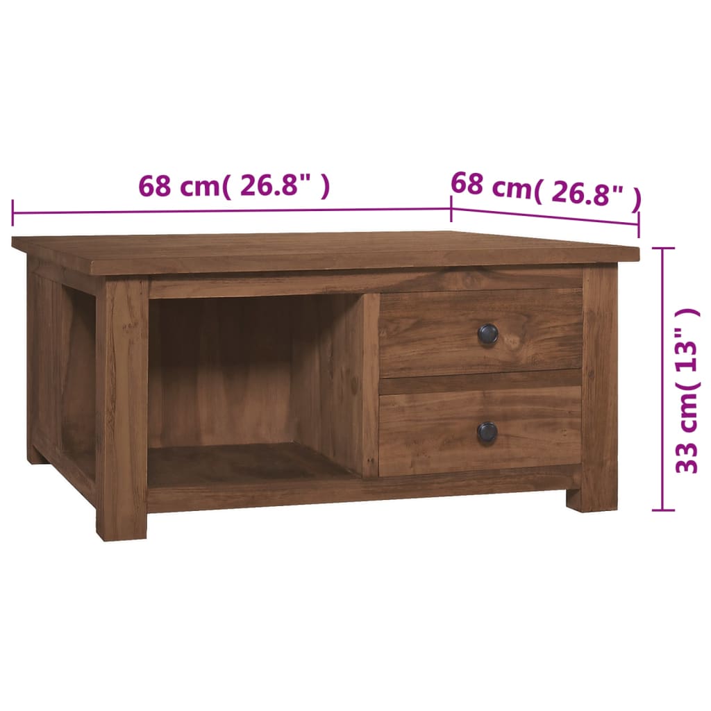 vidaXL Mesa de centro 68x68x33 cm madeira de teca maciça