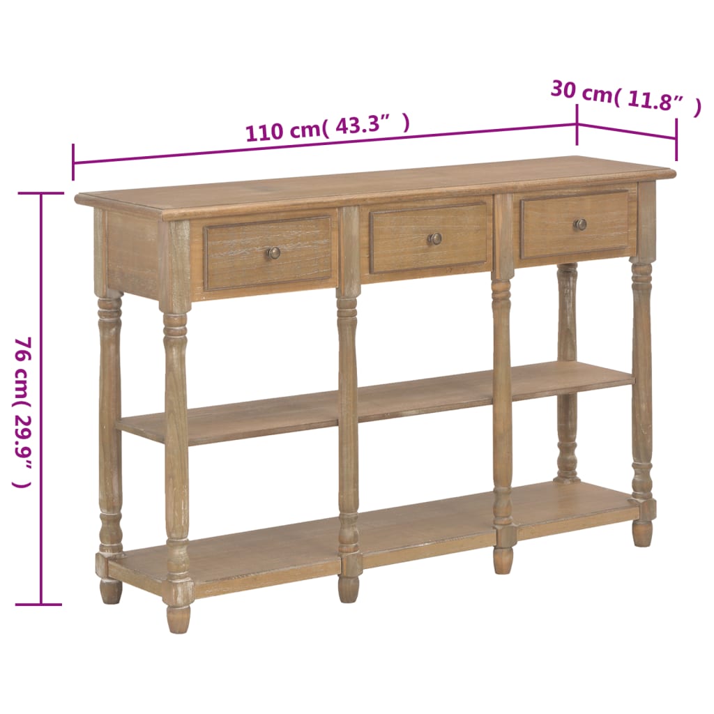 vidaXL Mesa consola 110x30x76 cm derivados de madeira