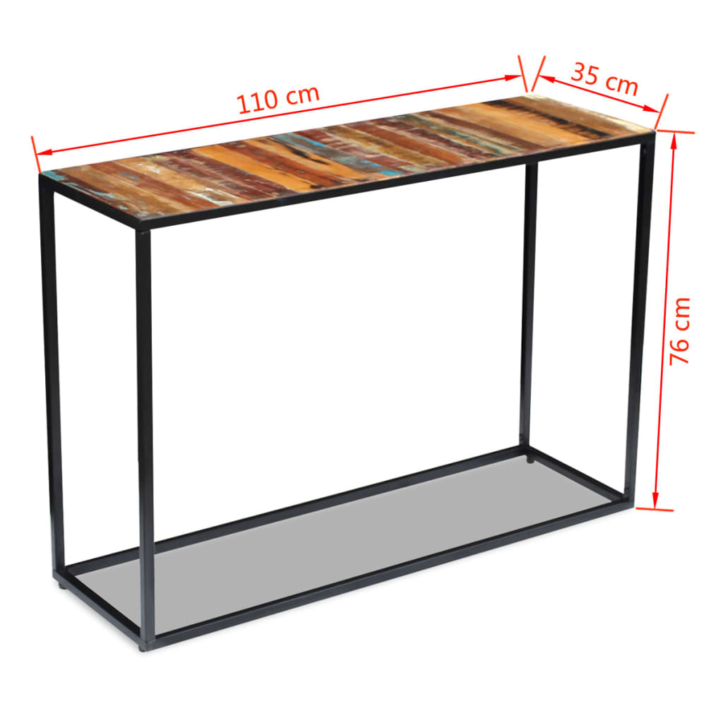 vidaXL Mesa consola 110x35x76 cm madeira reciclada maciça