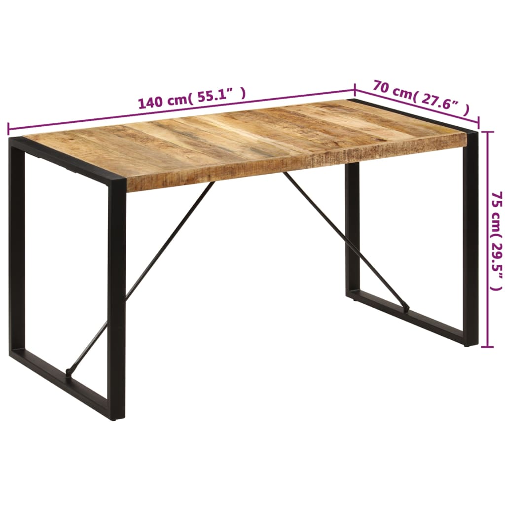 vidaXL Mesa de jantar 140x70x75 cm madeira de mangueira maciça