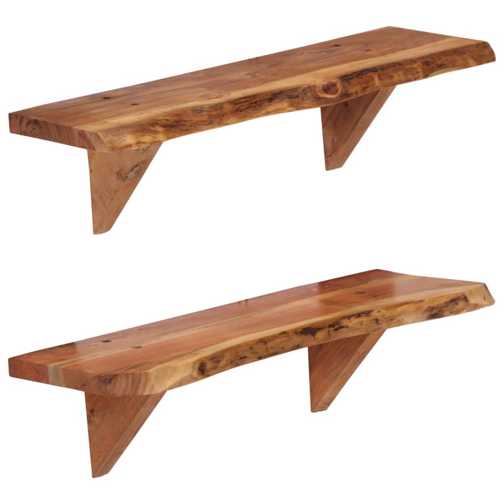 vidaXL Prateleiras de parede 2 pcs 60x20x18cm madeira de acácia maciça