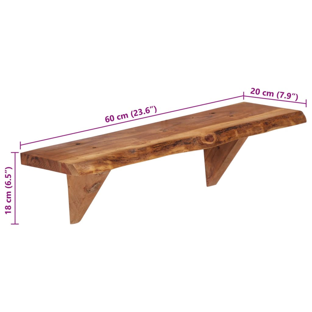 vidaXL Prateleiras de parede 2 pcs 60x20x18cm madeira de acácia maciça