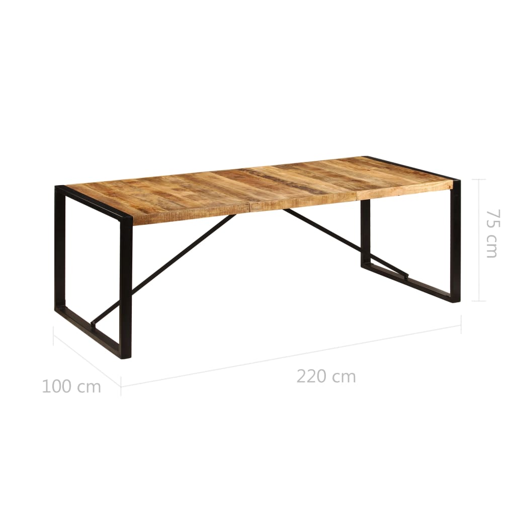 vidaXL Mesa de jantar madeira de mangueira maciça 220x100x75 cm