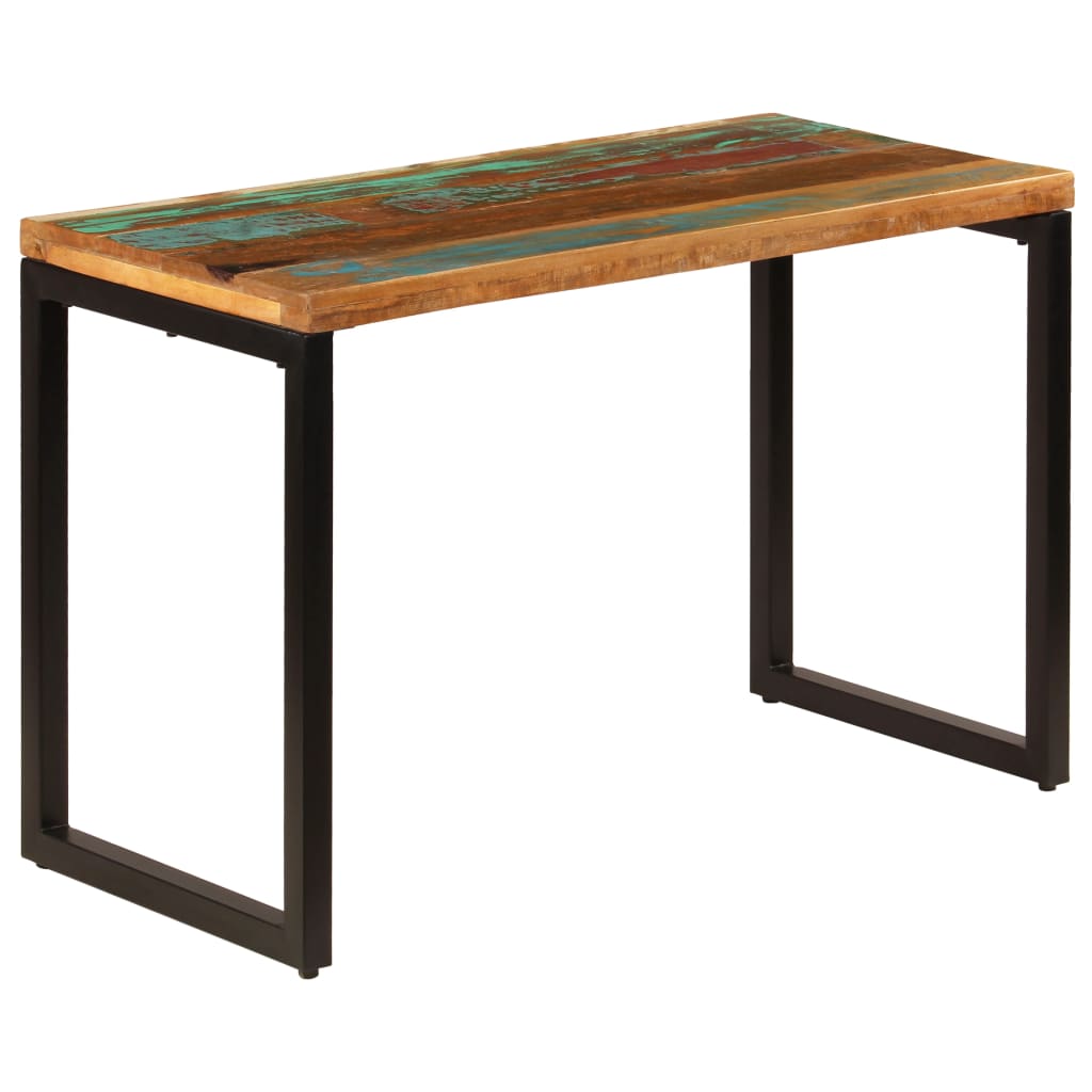 vidaXL Mesa de jantar 115x55x76 cm madeira recuperada maciça e aço