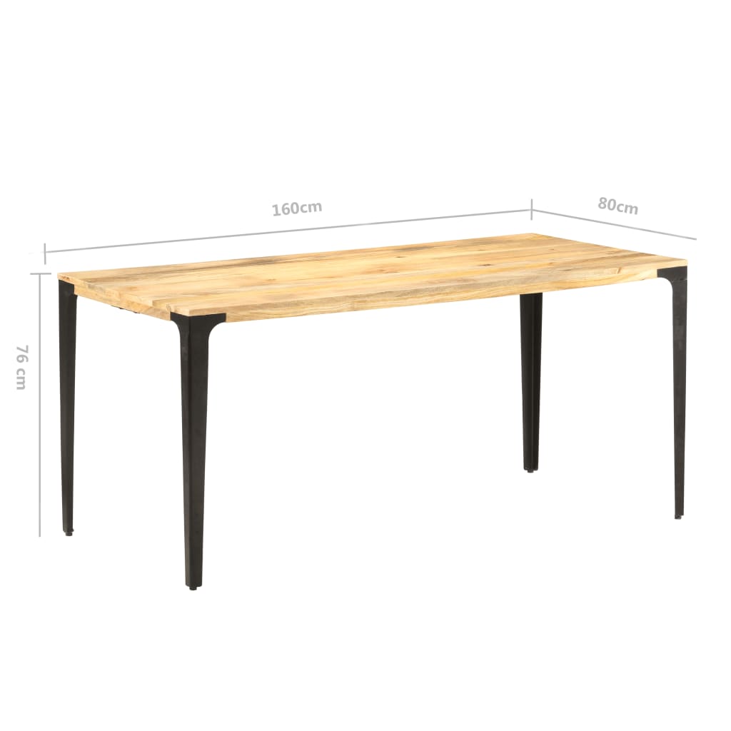 vidaXL Mesa de jantar 160x80x76 cm madeira mangueira maciça