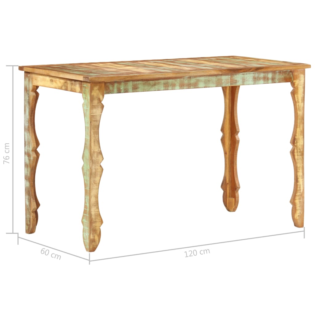 vidaXL Mesa de jantar 120x60x76 cm madeira recuperada maciça