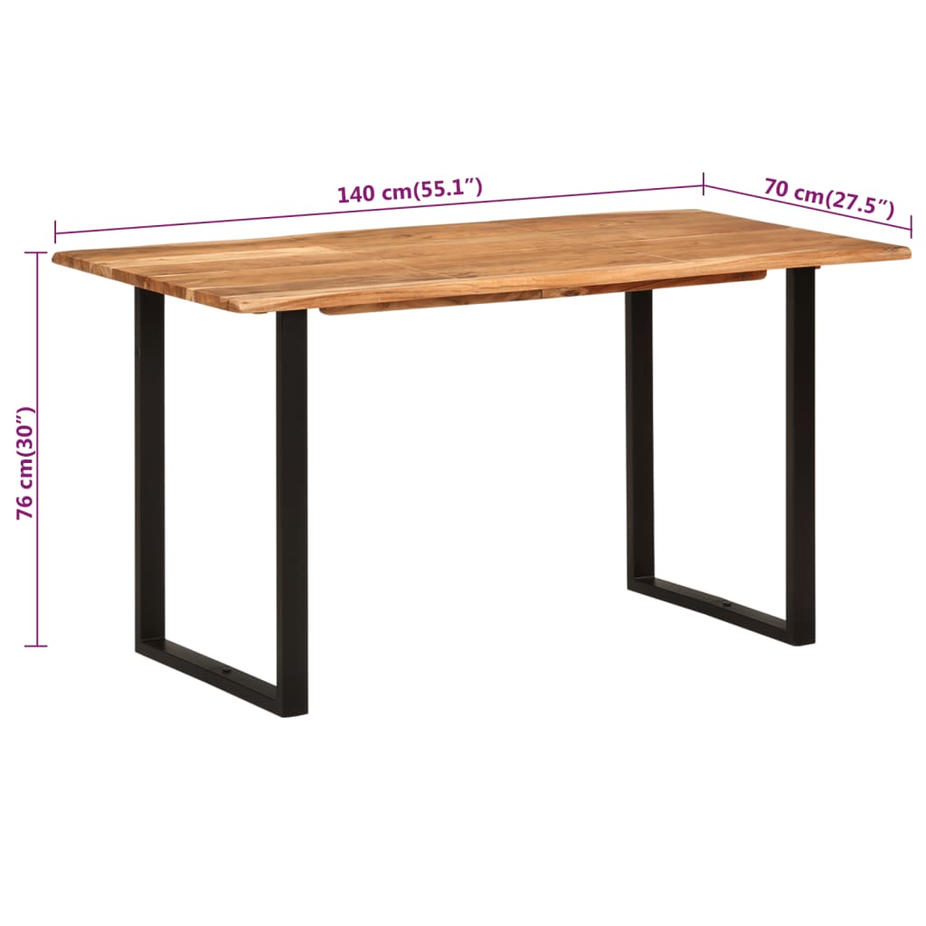 vidaXL Mesa de jantar 140x70x76 cm madeira de acácia maciça