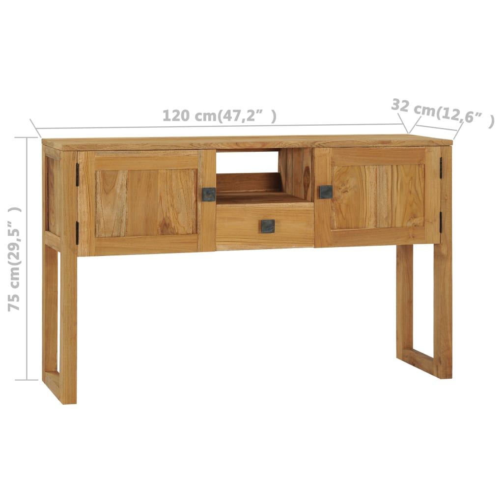 vidaXL Mesa consola 120x32x75 cm madeira de teca maciça