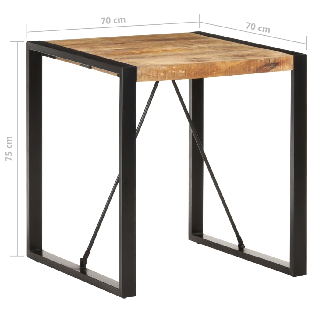 vidaXL Mesa de jantar 70x70x75 cm madeira de mangueira áspera maciça