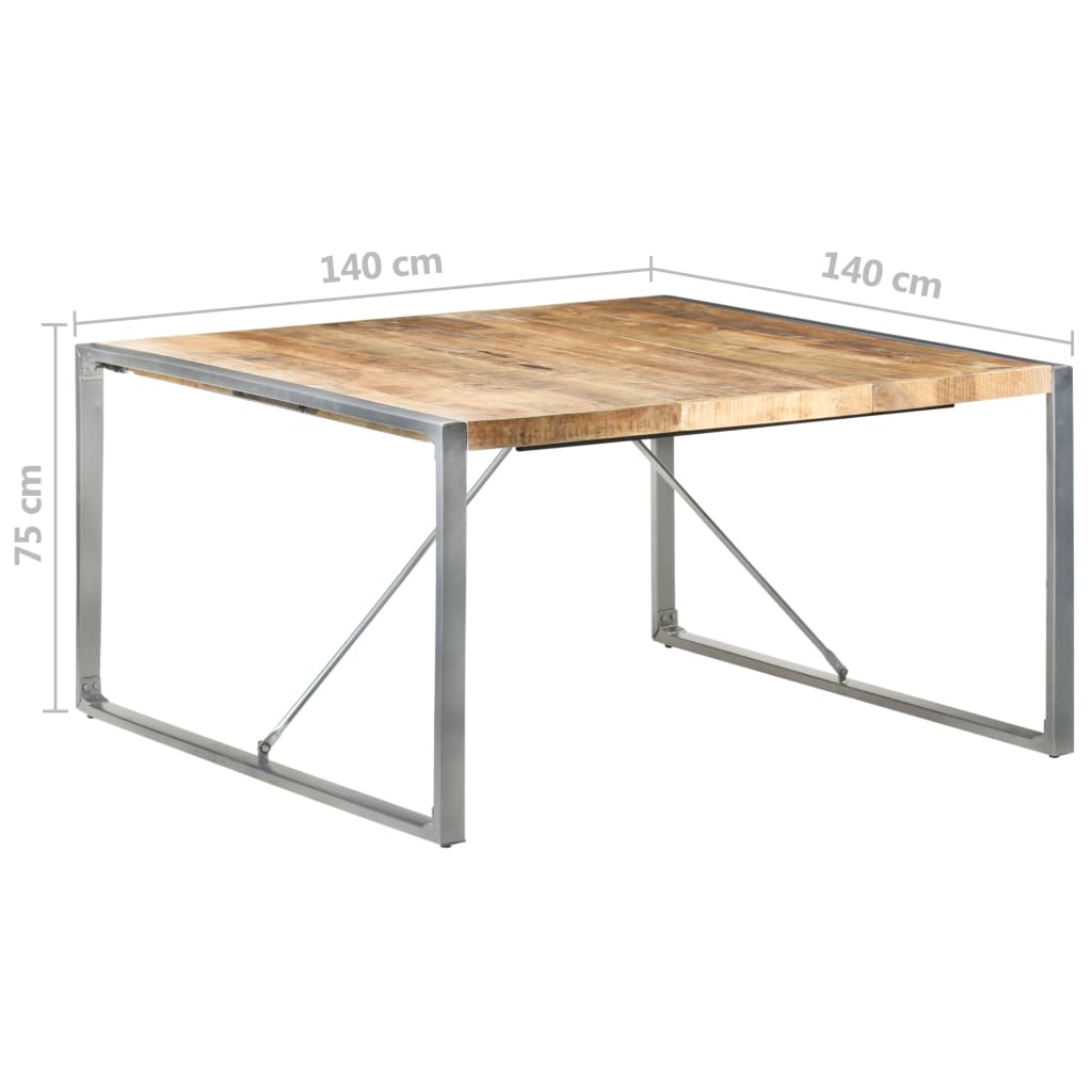 vidaXL Mesa de jantar 140x140x75 cm madeira de mangueira áspera