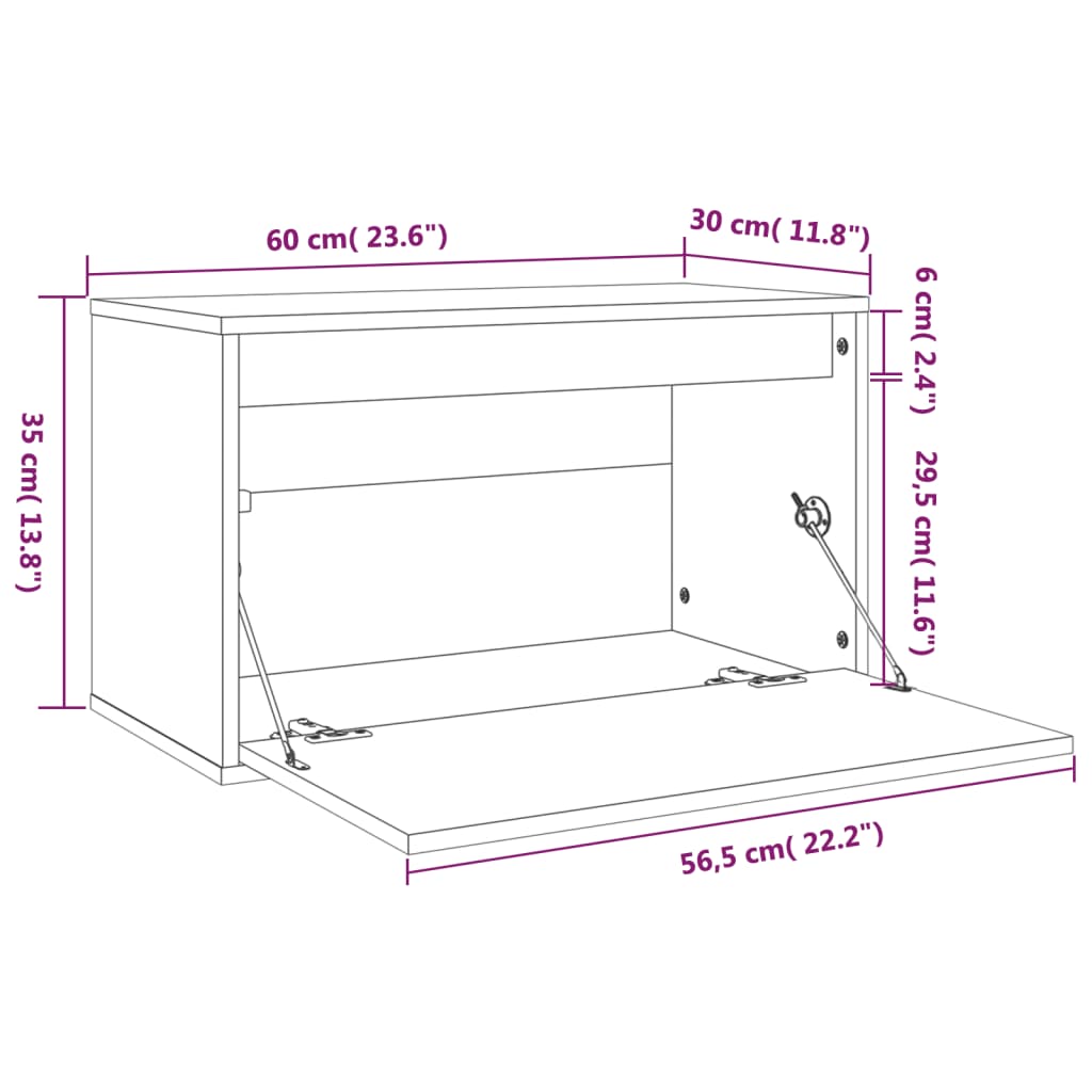 vidaXL Armário de parede 60x30x35 cm pinho maciço castanho mel