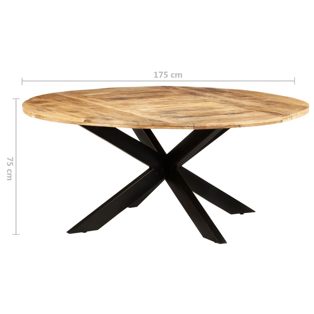 vidaXL Mesa de jantar redonda 175x75 cm madeira de mangueira áspera