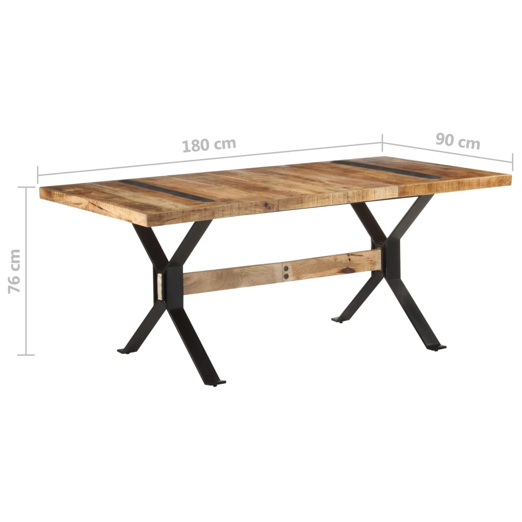 vidaXL Mesa de jantar 180x90x76 cm madeira de mangueira áspera