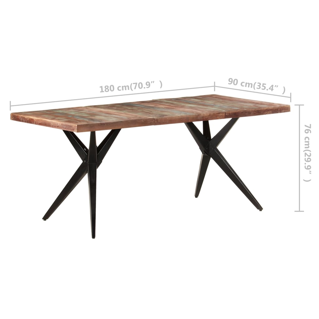 vidaXL Mesa de jantar 180x90x76 cm madeira recuperada maciça