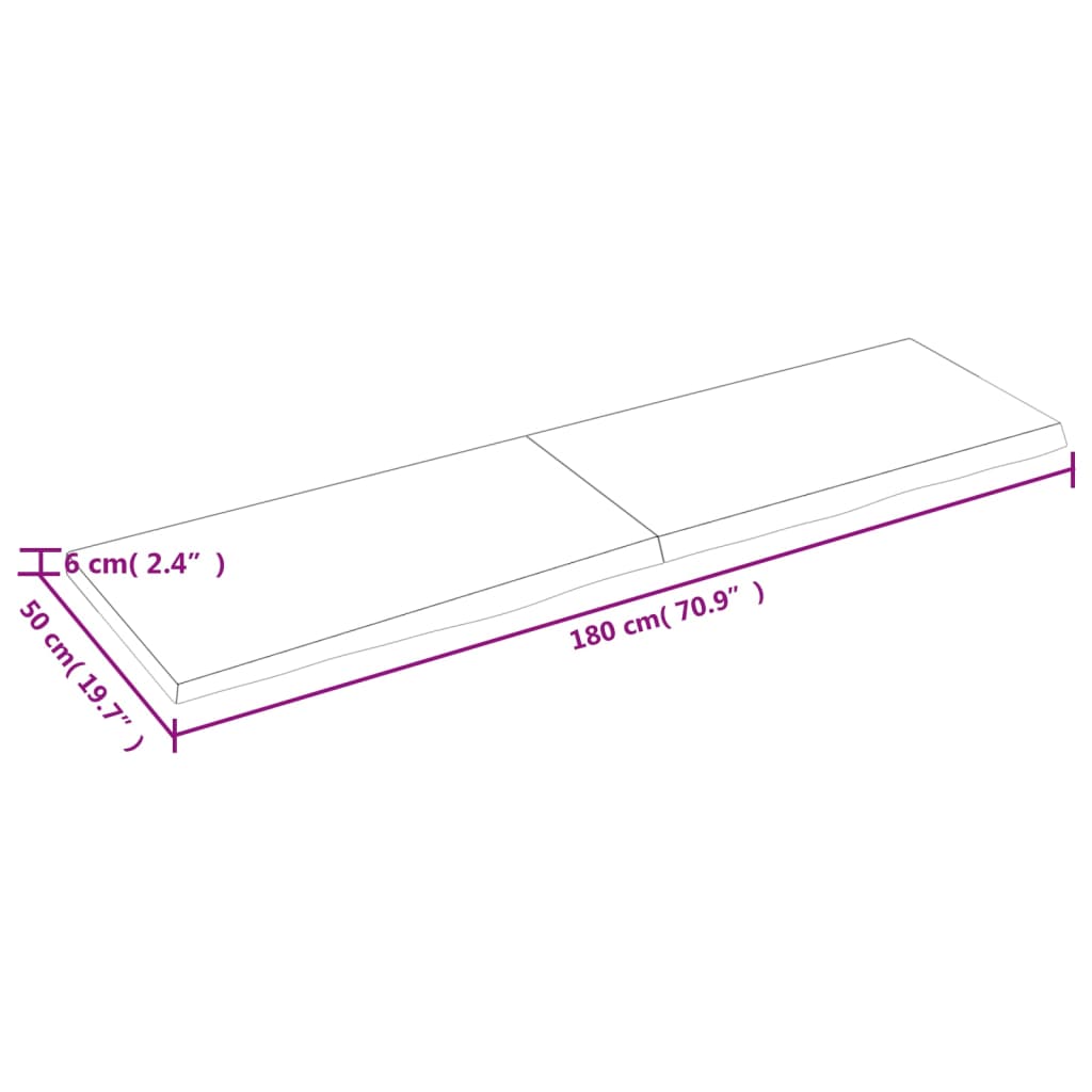 vidaXL Prateleira de parede 180x50x(2-6)cm carvalho maciço não tratado