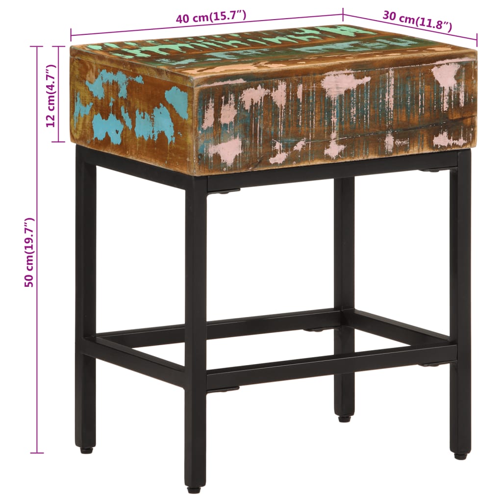 vidaXL Mesa de apoio 40x30x51 cm madeira recuperada maciça