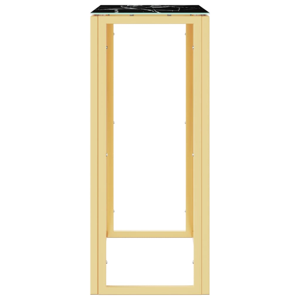 vidaXL Mesa consola 70x30x70 cm aço inoxidável e vidro dourado