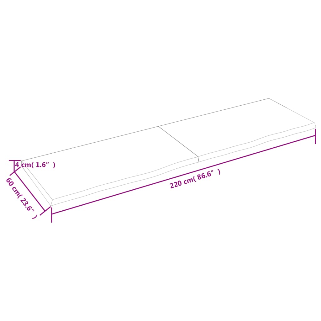 vidaXL Prateleira de parede 220x60x(2-4) cm carvalho tratado castanho