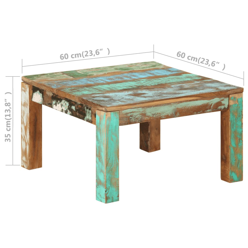 vidaXL Mesa de centro 60x60x35 cm madeira recuperada maciça