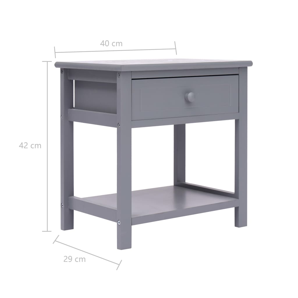 vidaXL Mesa-de-cabeceira 40x29x42 cm madeira paulownia cinzento