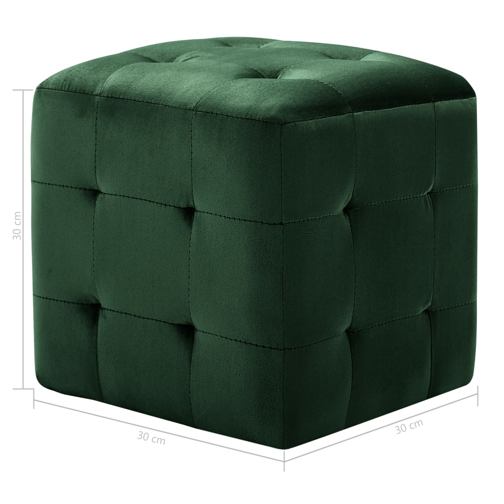 vidaXL Mesas de cabeceira 2 pcs 30x30x30 cm veludo verde