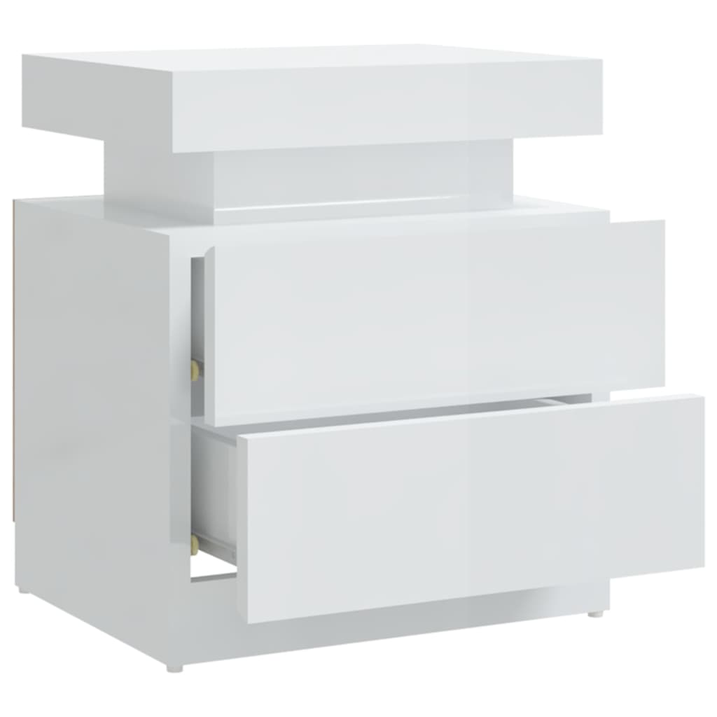 vidaXL Mesa de cabeceira 45x35x52cm derivados madeira branco brilhante