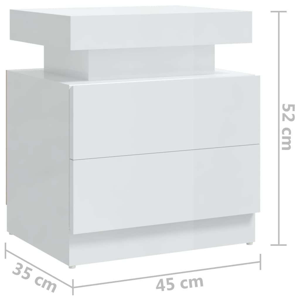 vidaXL Mesa de cabeceira 45x35x52cm derivados madeira branco brilhante