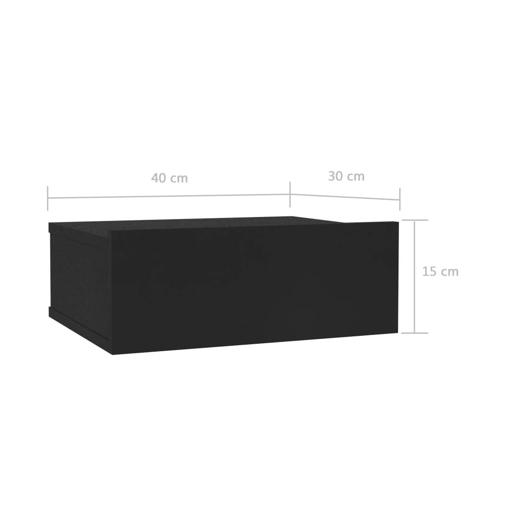 vidaXL Mesa de cabeceira suspensa 2 pcs 40x30x15cm contraplacado preto