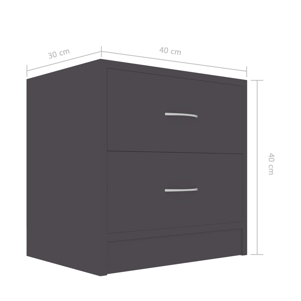 vidaXL Mesas de cabeceira 2 pcs 40x30x40 cm contraplacado cinzento