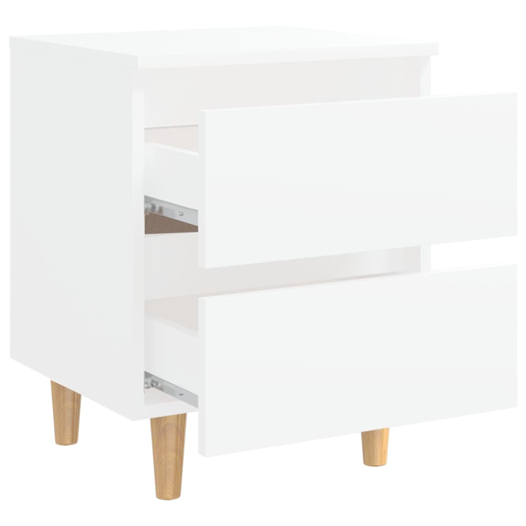 vidaXL Mesa de cabeceira c/ pernas de pinho maciço 40x35x50 cm branco