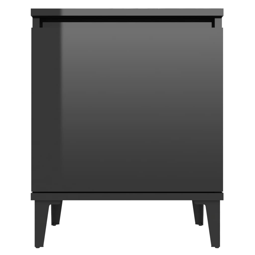 vidaXL Mesa de cabeceira pernas em metal 40x30x50 cm preto brilhante