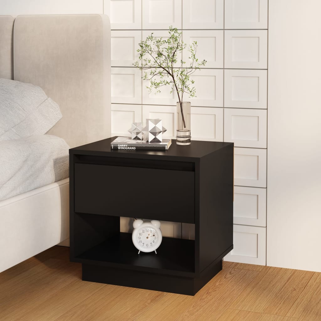 vidaXL Mesa de cabeceira 45x34x44 cm contraplacado preto