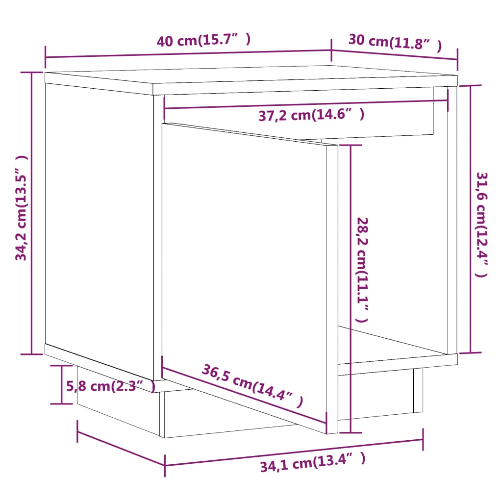 vidaXL Mesas de cabeceira 2 pcs 40x30x40 cm pinho maciço branco