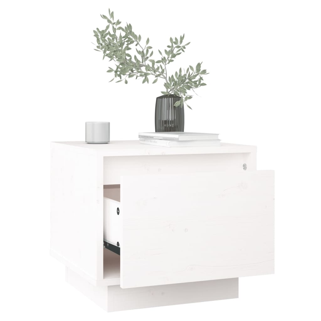 vidaXL Mesa de cabeceira 35x34x32 cm madeira de pinho maciça branco