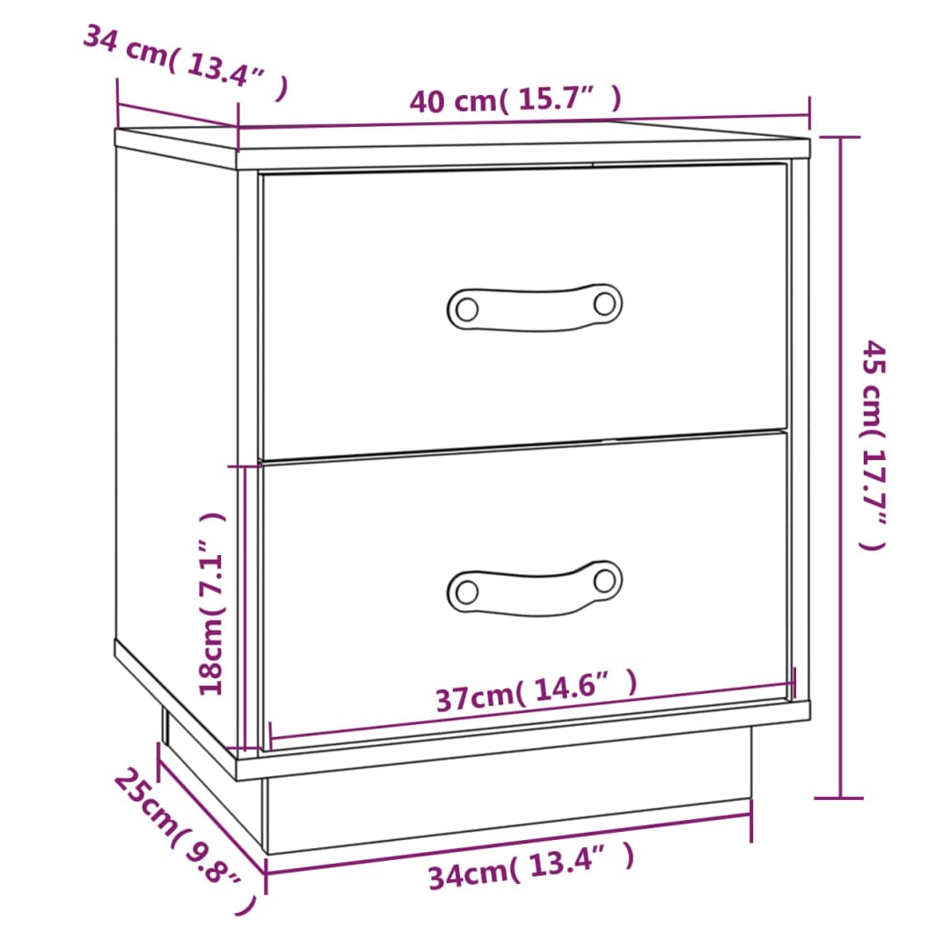 vidaXL Mesas de cabeceira 2 pcs 40x34x45 cm pinho maciço castanho mel