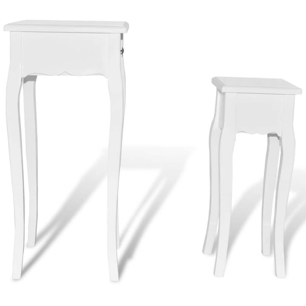 vidaXL Conjunto mesas de encastrar com gaveta 2 pcs branco