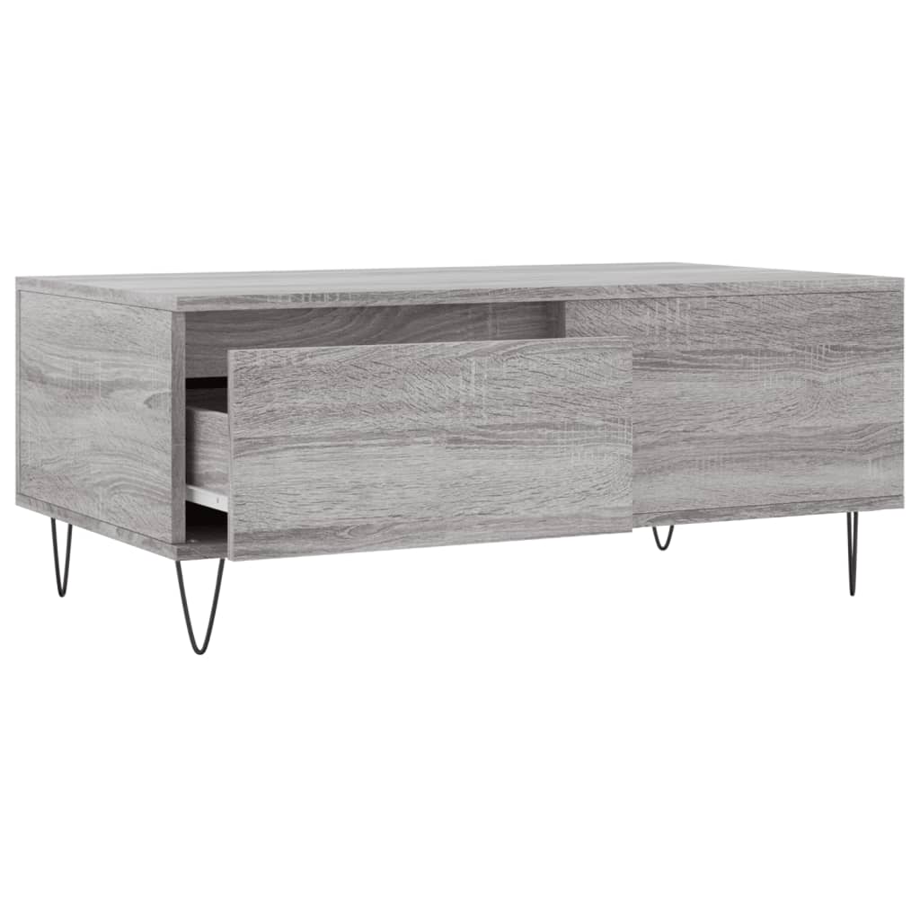 vidaXL Mesa de centro 90x50x36,5 cm derivados madeira cinzento sonoma