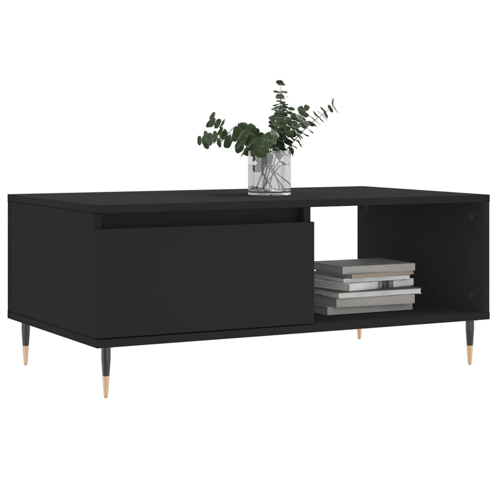 vidaXL Mesa de centro 90x50x36,5 cm derivados de madeira preto